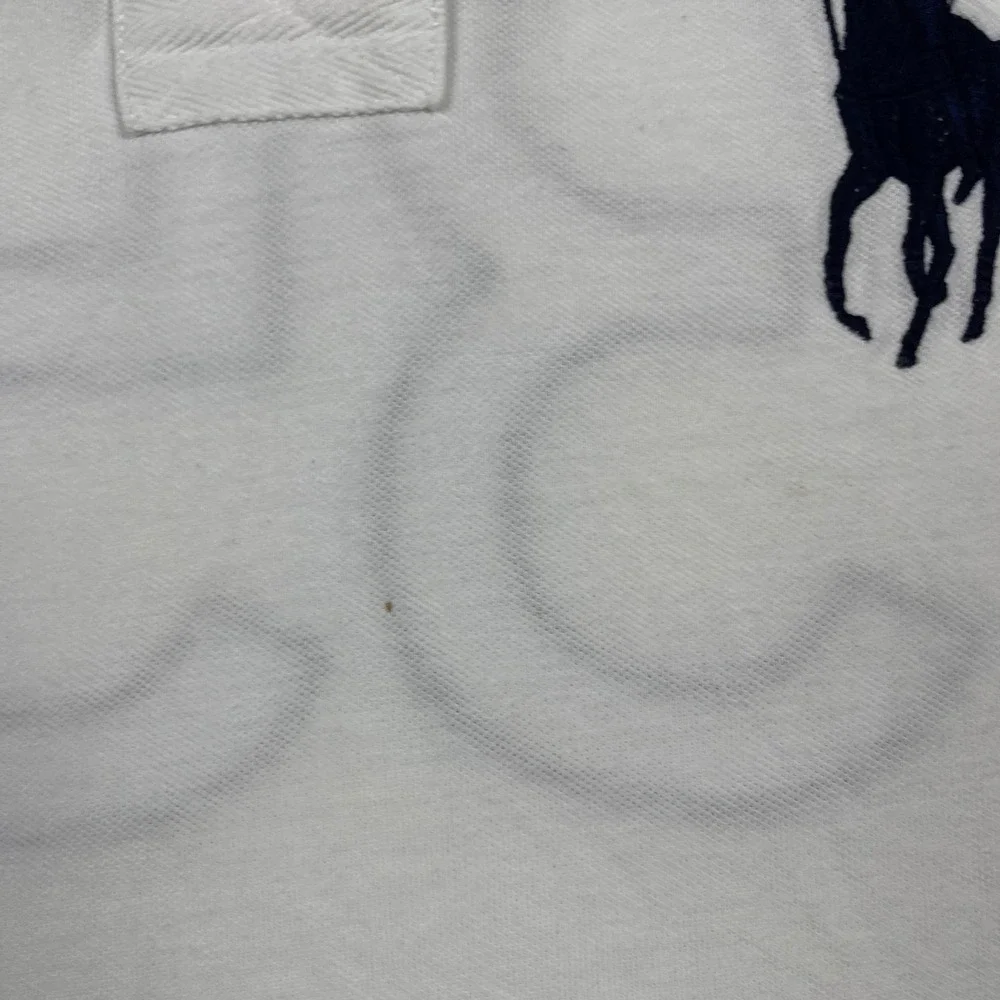 Polo Ralph Lauren France Polo Shirt Mens XL White Big Pony Custom Fit Sporty